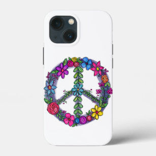 Funda Para iPhone 13 Mini Signo de paz de apoyo Flores antiguerra