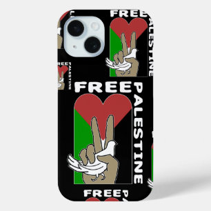 Funda Para iPhone 15 Signo de paz del corazón de paloma palestino libre