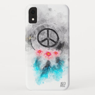 Funda Para iPhone XR *~* Signo de paz grunge que nutre las flores color