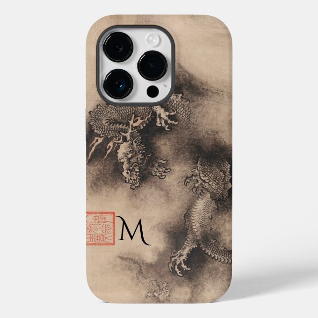 Funda De Case-Mate Para iPhone Signo Zodiaco chino de Dragon Year Monograma Iphon (Reverso )