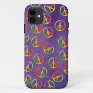 Funda Para iPhone 11 Signos de Paz Tie Dye en Morado