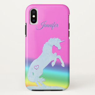 Funda Para iPhone X Silhouette Blue Unicorn (arco iris/personalizació