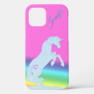 Funda Para iPhone 12 Silhouette Blue Unicorn (arco iris/personalización