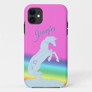 Funda Para iPhone 11 Silhouette Blue Unicorn (arco iris/personalización