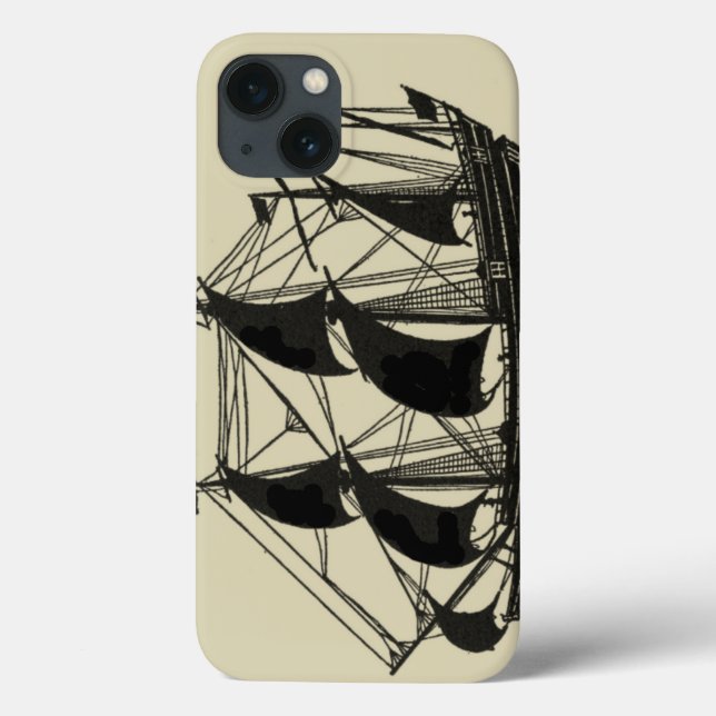 Funda De Case-Mate Para iPhone Silhouette de barco con velas de barrido (Reverso)
