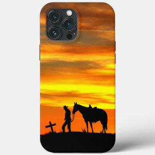 Funda Para iPhone 13 Pro Max Silhouette de oración de Cowboy con estuche para i