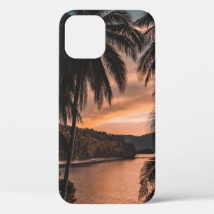 Funda Para iPhone 12 Silhouette de palmera durante la hora dorada