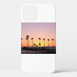 Funda Para iPhone 12 Silhouette de palmeras y muelle al atardecer