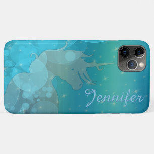 Funda Para iPhone 11 Pro Max Silhouette de Unicornio (estrellas azules)