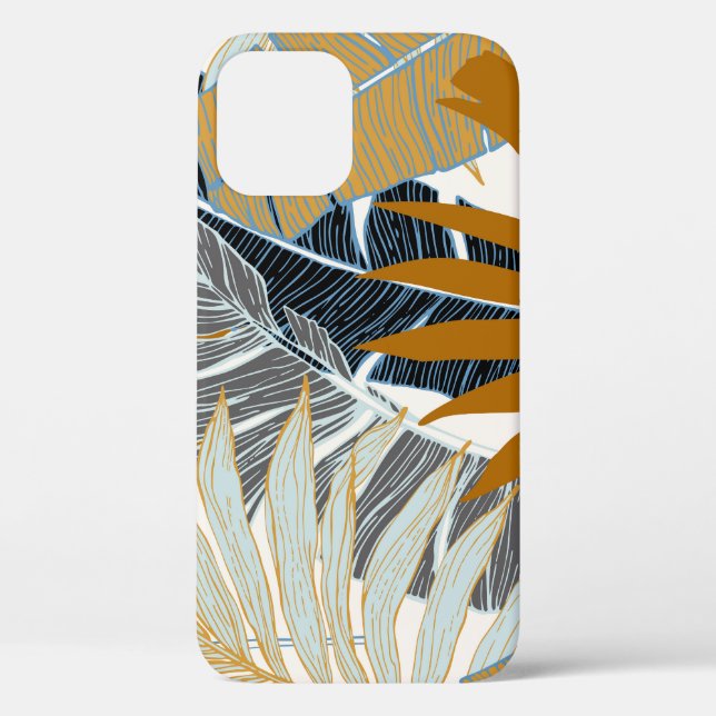 Funda De Case-Mate Para iPhone Silhouette Golden Tropical Leaves (Reverso )