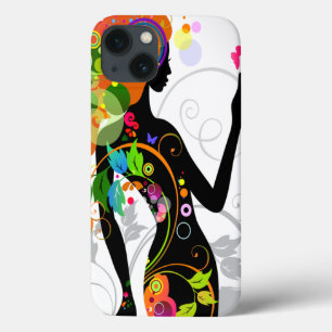 Funda Para iPhone 13 Silhouette hippie Flower Girl
