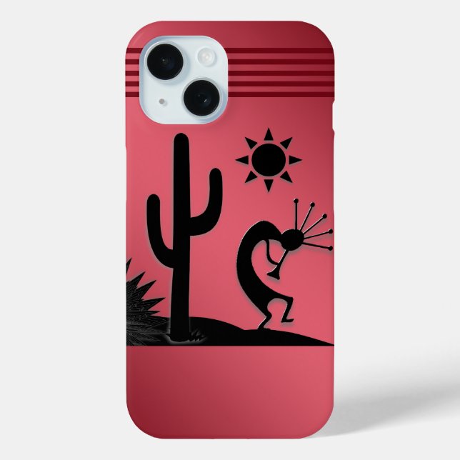 Funda De Case-Mate Para iPhone Silhouette Kokopelli en rojo (Reverso )