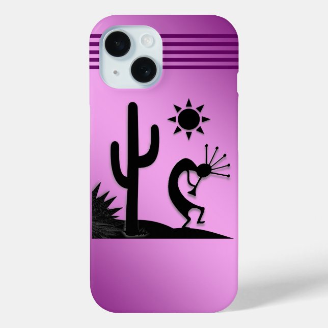 Funda De Case-Mate Para iPhone Silhouette Kokopelli sobre el morado (Reverso )