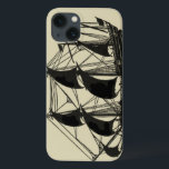 Funda Para iPhone 13 Silhouette of Ship with Billowing Sails<br><div class="desc">Handsome silhouette of a sailing ship with billowing sails. You can even see a few figures standing on the deck,  monitoring the progress of the ship or just enjoying the cool sea breeze. Anyone who loves the sea should purchse this piece!</div>