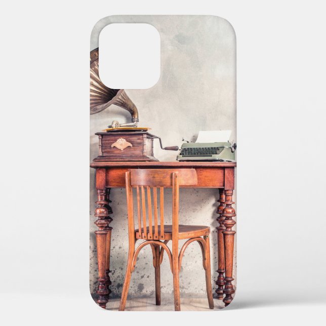 Funda De Case-Mate Para iPhone Silla antigua, máquina de escribir antigua, radio  (Reverso )