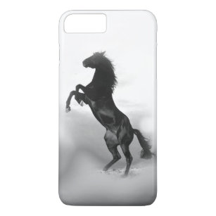 Funda Para iPhone 8 Plus/7 Plus Silueta blanca negra del caballo que se alza