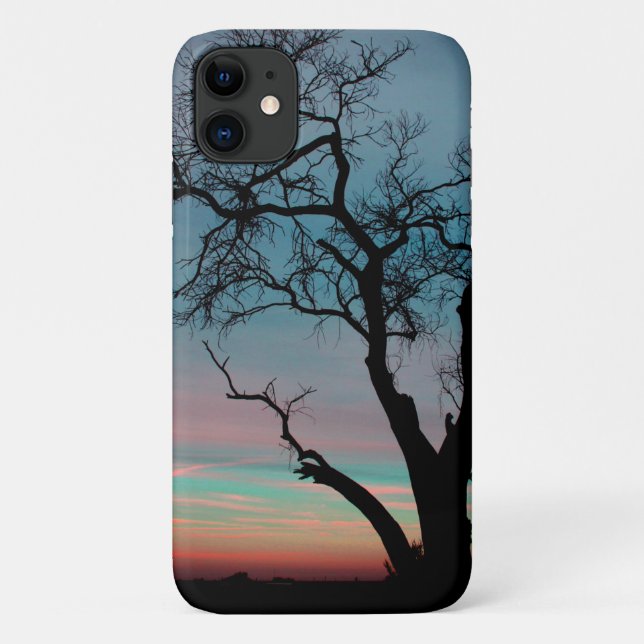 Funda De Case-Mate Para iPhone Silueta de árbol al atardecer (Reverso)