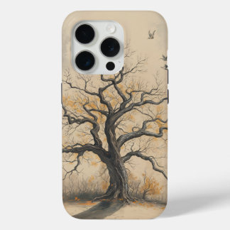 Funda Para iPhone 15 Pro Silueta de árbol otoñal temperamental Arte vintage