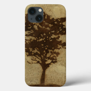 Funda Para iPhone 13 Silueta de árbol sobre fondo de bronce