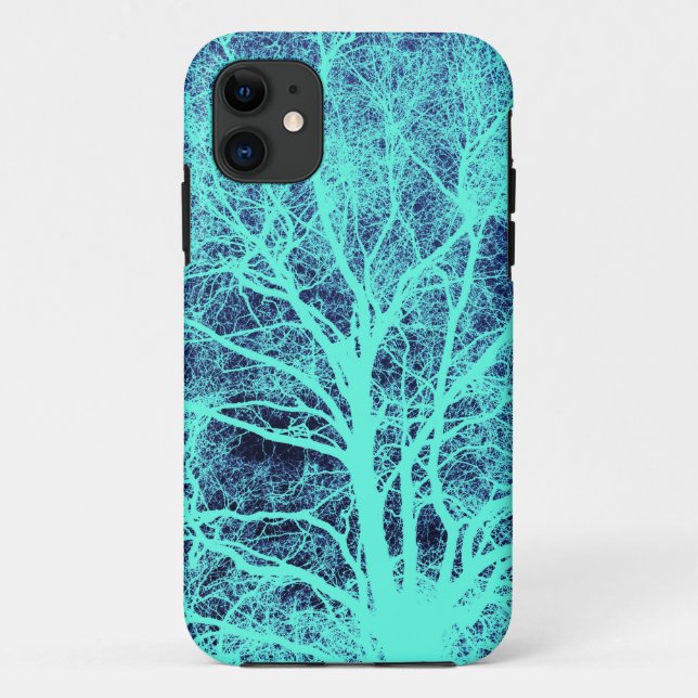 Funda De Case-Mate Para iPhone Silueta de árbol verde (Reverso)