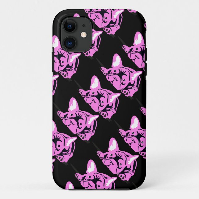 Funda De Case-Mate Para iPhone Silueta de Bulldog Francés (Reverso)