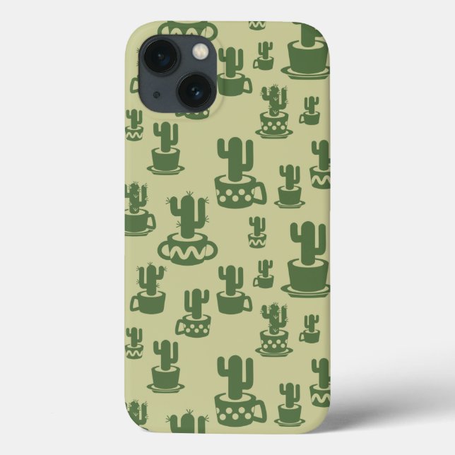 Funda De Case-Mate Para iPhone Silueta de cactus suculenta en tazas y macetas (Reverso)