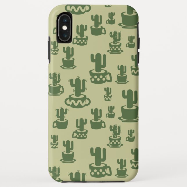 Funda De Case-Mate Para iPhone Silueta de cactus suculenta en tazas y macetas (Reverso)
