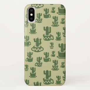 Funda Para iPhone X Silueta de cactus suculento en tazas y macetas