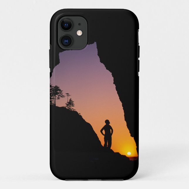 Funda De Case-Mate Para iPhone Silueta de excursionista, Point of the Arches, (Reverso)