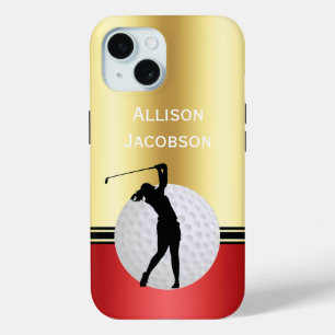 Funda Para iPhone 15 Silueta de golf Golfer, Ball personalizar