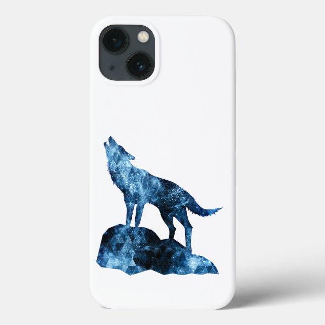 Funda De Case-Mate Para iPhone Silueta de humo brillante azul de Wolf (Reverso)