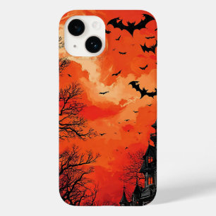 Funda Para iPhone 14 De Case-Mate Silueta de Mansión Embrujada con Murciélagos