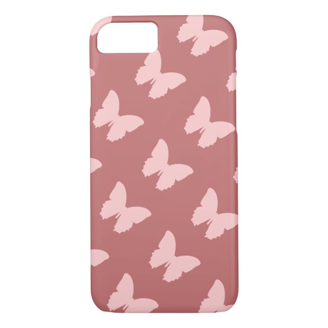 Funda De Case-Mate Para iPhone silueta de mariposa rosa (Reverso)