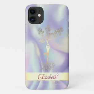 Funda Para iPhone 11 Silueta de mujeres del árbol holográfico de franja