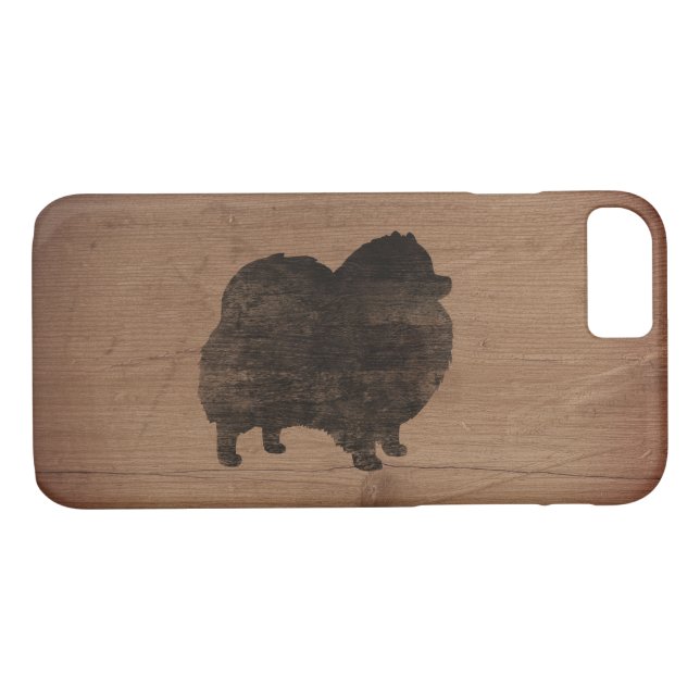 Funda De Case-Mate Para iPhone Silueta de Pomeranian rústica (Reverso (horizontal))