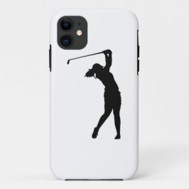 Funda Para iPhone 11 Silueta de una chica deportiva jugando golf