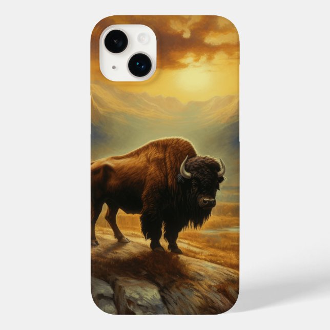 Funda De Case-Mate Para iPhone Silueta del búfalo al atardecer (Reverso )