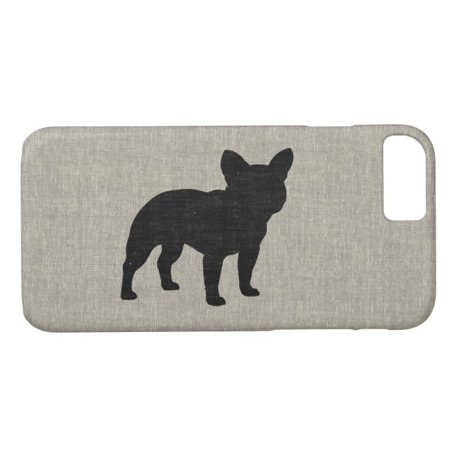 Funda De Case-Mate Para iPhone Silueta del bulldog francés (Reverso (horizontal))