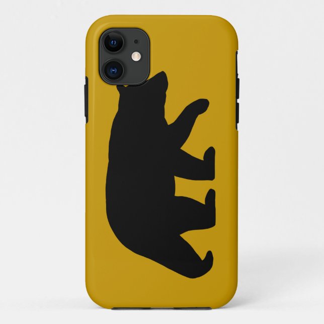 Funda De Case-Mate Para iPhone Silueta del oso negro con color de fondo de (Reverso)