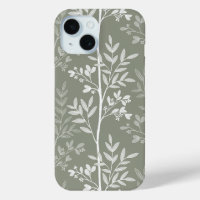 Silueta floral verde oliva elegante