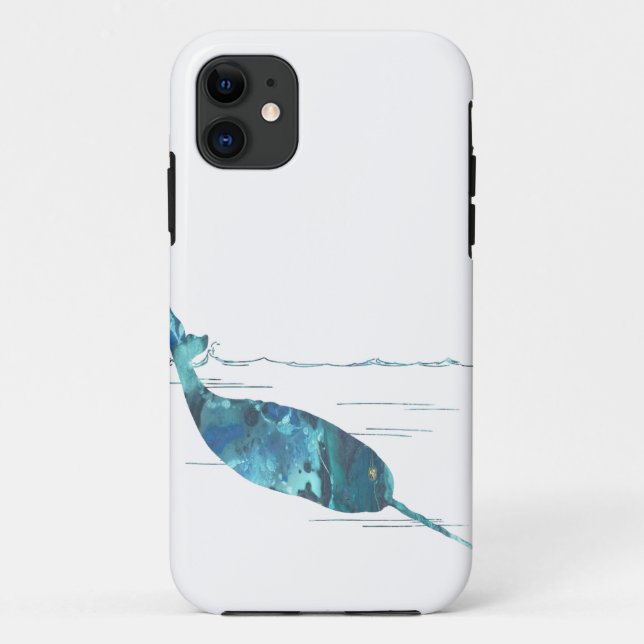 Funda De Case-Mate Para iPhone Silueta narwhal abstracta (Reverso)