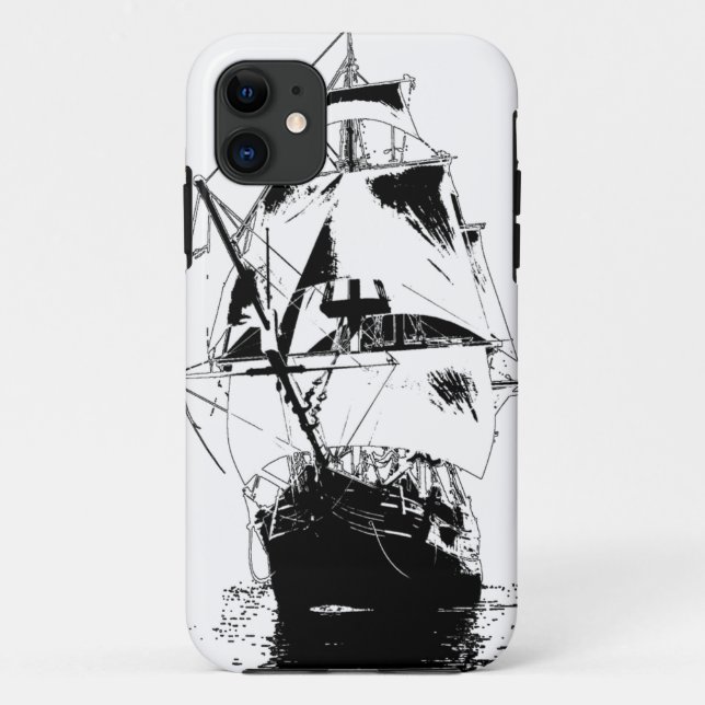 Funda De Case-Mate Para iPhone Silueta negra de la nave (Reverso)