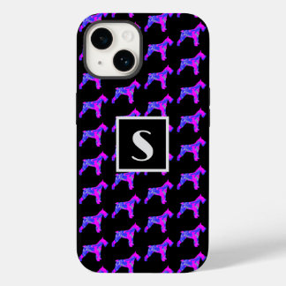 Funda Para iPhone 14 De Case-Mate Silueta rosada de perro Schnauzer Mono negro