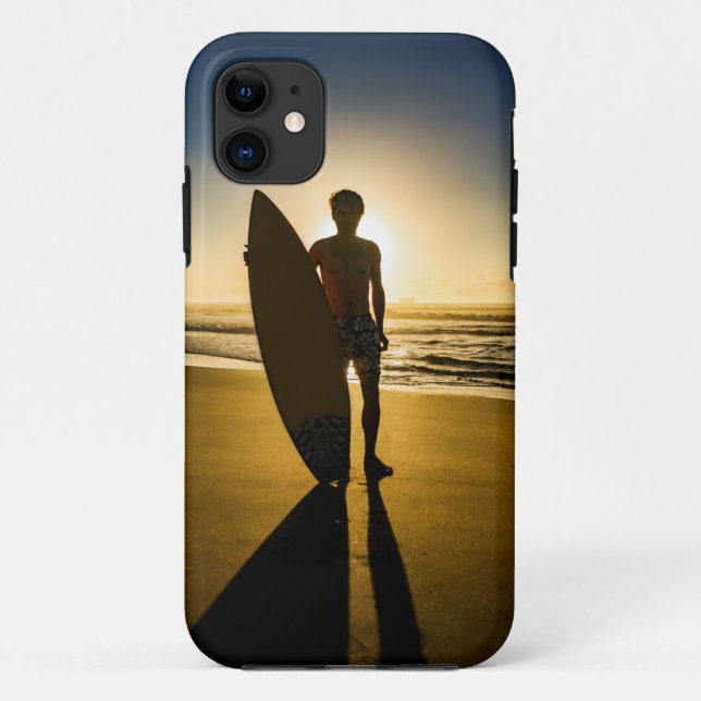 Funda De Case-Mate Para iPhone Silueta surfista al amanecer (Reverso)