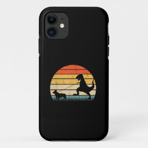 Funda Para iPhone 11 Silueta Vintage de la Raza de Perro Corgi Dinosaur