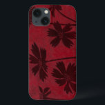 Funda Para iPhone 13 Siluetas de cabeza de flores sobre fondo de delito<br><div class="desc">En este cuadro botánico contemporáneo,  las siluetas de las cabezas de flores se colocan sobre un fondo de color rojo. El rojo intenso del fondo sirve de acento a las sombras florales que se representan en esta pieza.</div>