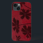 Funda Para iPhone 13 Siluetas de cabeza de flores sobre fondo de delito<br><div class="desc">En este cuadro botánico contemporáneo,  las siluetas de las cabezas de flores se colocan sobre un fondo de color rojo. El rojo intenso del fondo sirve de acento a las sombras florales que se representan en esta pieza.</div>