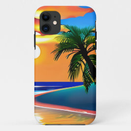 Funda Para iPhone 11 Siluetas de puesta de sol y palmeras