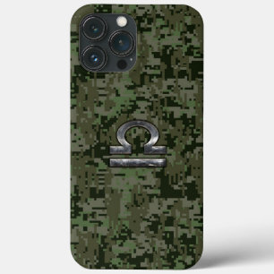 Funda Para iPhone 13 Pro Max Silver Libra Zodiac Green Camo