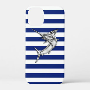 title_seo2 Silver Marlin Swordfish on Navy Stripes